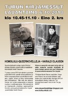 Airaksien ja Olausen esiintyivät Turun kirjamessuilla ja kirjastoissa ( ei OODI).